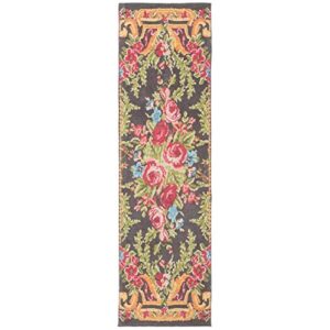 safavieh classic vintage collection runner rug - 2'3" x 8', grey & rose, oriental floral design, non-shedding & easy care, ideal for high traffic areas in living room, bedroom (clv112f)
