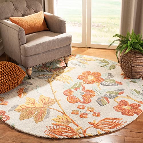 SAFAVIEH Blossom Collection 2' x 3' Grey / Red BLM458F Handmade Floral Premium Wool Accent Rug