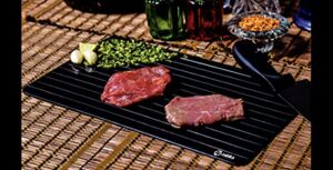 defrosting tray (largest size) for rapid thaw - best kitchen thawing tray - safe to defrost meat frozen food pork chops, lamb chops, chicken, fish - no electricity required
