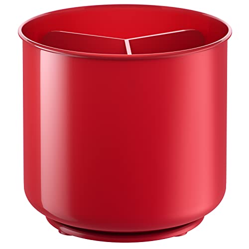 Extra Large Rotating Red Utensil Holder with Sturdy No-Tip Weighted Base, Removable Divider, and Gripped Insert | Rust Proof and Dishwasher Safe Kitchen Utensils Holder by Cooler Kitchen 7*7 Inches