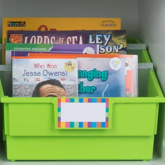 Really Good Stuff Picture Book Library Bins with Dividers - 12-Pack Rainbow