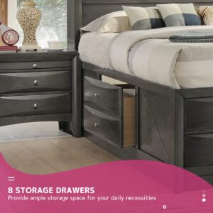 ACME Furniture Ireland Storage Bed, Queen, Gray Oak