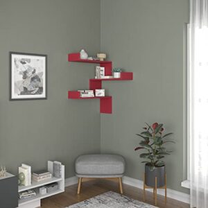 ada home décor walker wall shelf, 24" x 35" x 9", burgundy