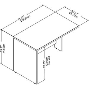 bbf Studio C 42" Desk Return in Storm Gray - Engineered Wood