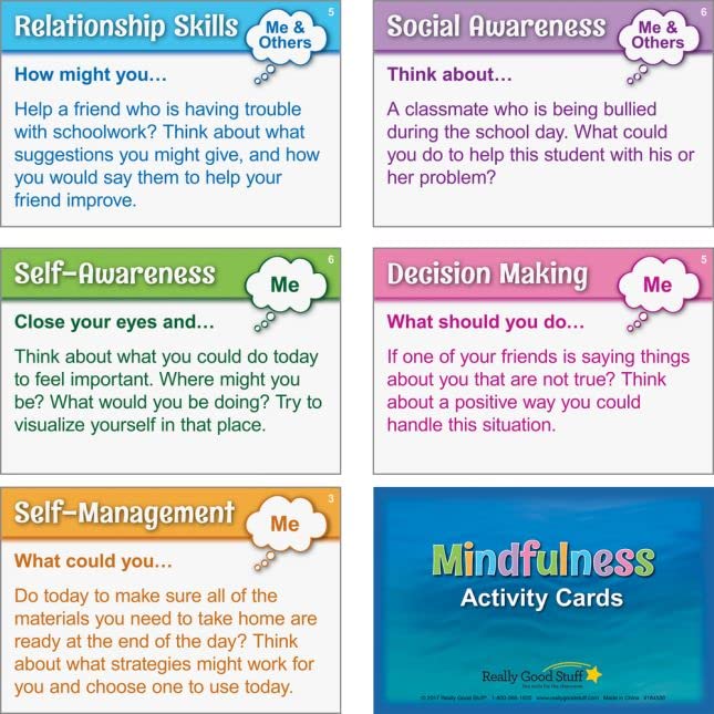 Mindfulness Activity Conversation Starter Cards for Kids- Behavior Help - Exercises to Build Emotional Resilience, Confidence, Positivity and Well-Being