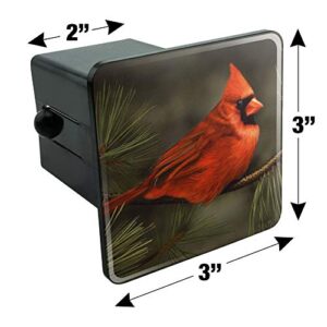 Northern Cardinal Red Pine Perch Tow Trailer Hitch Cover Plug Insert 2"