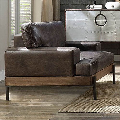 ACME Sofa, Oak & Distress Chocolate Top Grain Leather