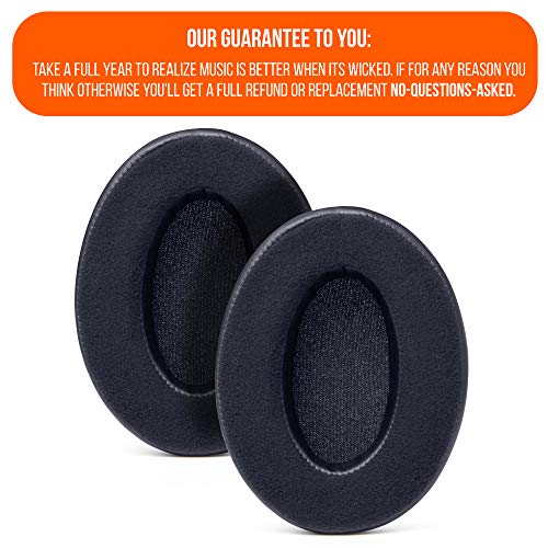 WC PadZ Velour - The Ultimate Upgraded Earpads by Wicked Cushions - Compatible with Audio Technica, HyperX, SteelSeries Arctis & More - Extra Thick - Bigger Opening - Softer Memory Foam | (Black)