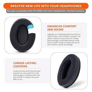 WC PadZ Velour - The Ultimate Upgraded Earpads by Wicked Cushions - Compatible with Audio Technica, HyperX, SteelSeries Arctis & More - Extra Thick - Bigger Opening - Softer Memory Foam | (Black)