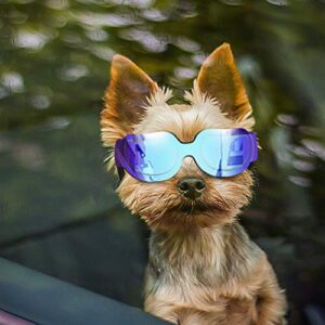 enjoying small dog sunglasses dog goggles small breed for uv protection snow-proof windproof goggles with flexible straps for puppy cat - blue