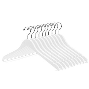 nature smile solid gugertree wood shirt and dress hangers with notches with antirust chrome hook pack of 10 (white)