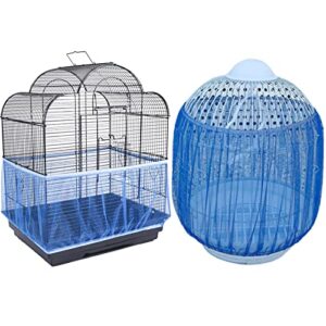 bonaweite mesh bird seed catcher, birds cage net cover, soft nylon skirt with adjustable drawstring