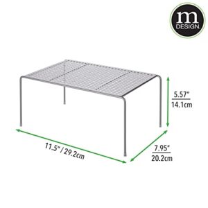 mDesign Small Raised Metal Kitchen Pantry Stacking Plate Organizer Storage Shelves, Cabinet Shelf Rack for Cupboard, or Cabinet - Store Food, Dishes, Bowls, Mugs, Concerto Collection, 2 Pack, Graphite