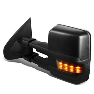 left side black power heated smoked led turn signal light side towing mirror compatible with silverado sierra k2xx 14-17