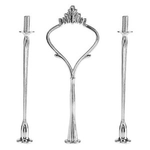 (pack of 3) multi-tiers cake cupcake tray stand handle fruit plate hardware fitting holder(3-tiers crown-silver)