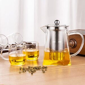 Glass Teapot with infuser, Tea Infusers for Loose Tea, Small Loose Leaf Tea pot, Heat resistant, Ideal for Tea Parties and Stovetop Brewing，600ml