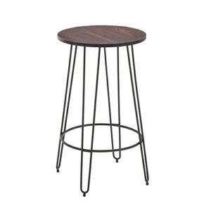 NOBPEINT 3 Piece Bar Table Set 2 Stools Bistro Pub Kitchen Dining Furniture, Rustic Brown