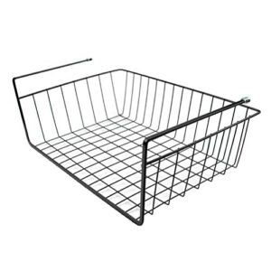 Tebery 2 Pack Black Under Shelf Wire Basket, Hanging Storage Baskets Under Cabinet Add-on Storage Racks, Slide-in Baskets Organizer for Kitchen Pantry Desk Bookshelf