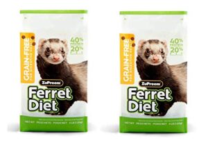 zupreem premium daily grain free ferret diet food - nutrient dense, highly digestible, high protein levels (4 lb bag (2-pack))