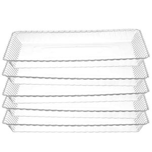 4 pack rectangular plastic trays, heavyweight disposable serving party platters,