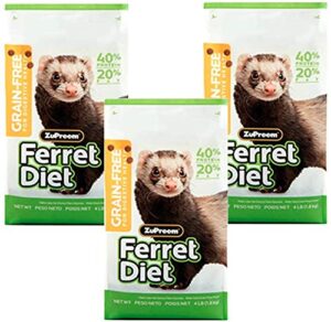 zupreem premium daily grain free ferret diet food, 4 lb (3-pack) - nutrient dense, highly digestible, high protein levels