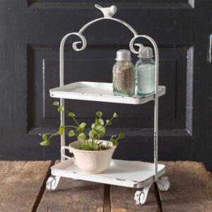 ctw white songbird two-tier caddy, 14-inches height, metal