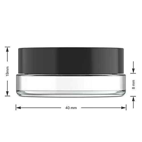 90pcs Thick Bottom Low Profile 7ml Glass Jars with Black Lids : Air tight container (Black Lids)