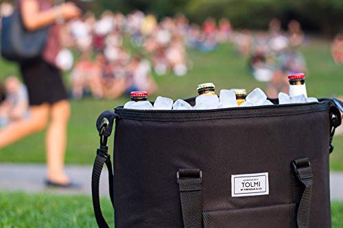 KRYO Insulated Portable Tote Bag Large picnic lunch cooler bag - Mens and Womens oversized travel totes with shoulder strap - Thermal Insulation coolers for cold food, beverages and wine (Black)