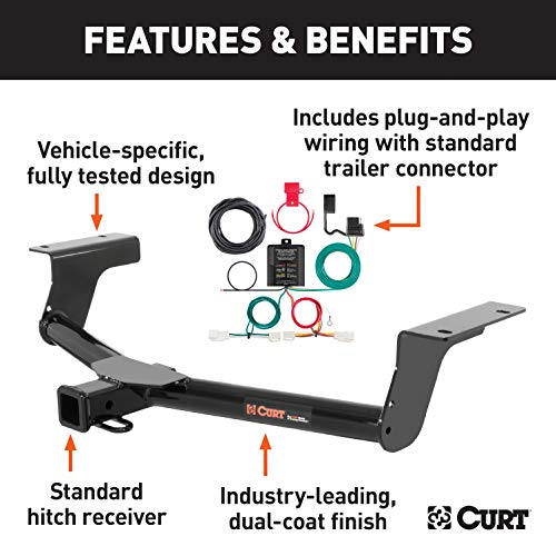 CURT 99302 Class 3 Trailer Hitch, 2-Inch Receiver, 4-Pin Wiring Harness, Select Toyota RAV4