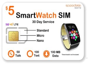 $5 prepaid smart watch sim card for smartwatches and child tracker device - kids micro-nano tracking sim compatible with 5g 4g lte modules - 30-day service