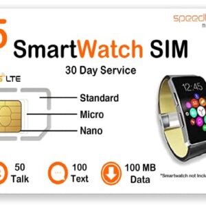 $5 Prepaid Smart Watch SIM Card for Smartwatches and Child Tracker Device - Kids Micro-Nano Tracking SIM Compatible with 5G 4G LTE Modules - 30-Day Service