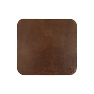 hide & drink, thick leather durable mouse pad, executive work desk & office essentials handmade (bourbon brown)