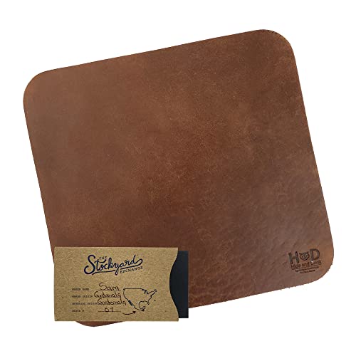 Hide & Drink, Thick Leather Durable Mouse Pad, Executive Work Desk & Office Essentials Handmade (Bourbon Brown)