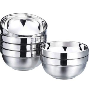 satinior 6 pack stainless steel bowl set double-walled insulated metal snack bowls (13 oz)