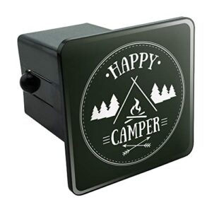 happy camper with campfire tow trailer hitch cover plug insert 2"