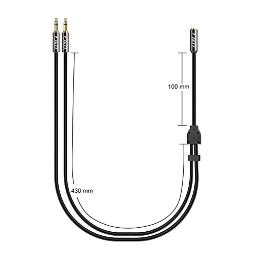 J&D 3.5 mm to 2 X 3.5 mm Cable, Gold Plated Copper Shell 1/8 inch TRS Female to 2 X 1/8 inch TRS Male Y Splitter Stereo Audio Adapter Cable Only Suitable for Switching, 0.65 Feet