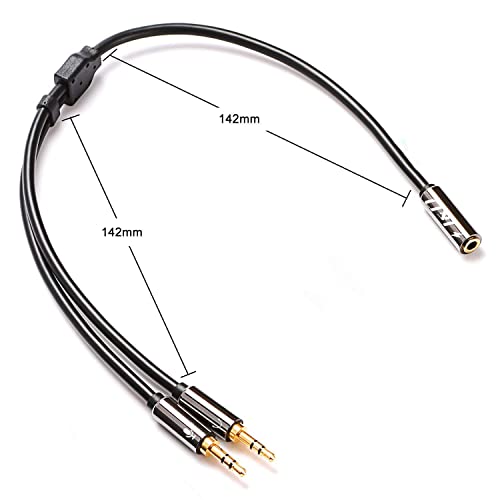 J&D 3.5 mm to 2 X 3.5 mm Cable, Gold Plated Copper Shell 1/8 inch TRS Female to 2 X 1/8 inch TRS Male Y Splitter Stereo Audio Adapter Cable Only Suitable for Switching, 0.65 Feet