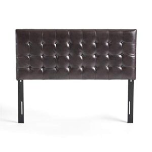 christopher knight home bellmont button tufted leather headboard, queen / full, brown