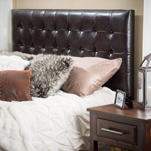 Christopher Knight Home Bellmont Button Tufted Leather Headboard, Queen / Full, Brown