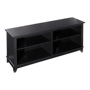 rockpoint 58inch tv stand media console for tv’s up to 65 inches, home living room storage console, entertainment center with 4 open storage shelves, modern tv console table (black)