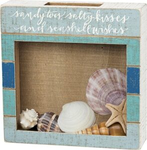 primitives by kathy home décor shell holder, 10" square x 2.25", multicolor