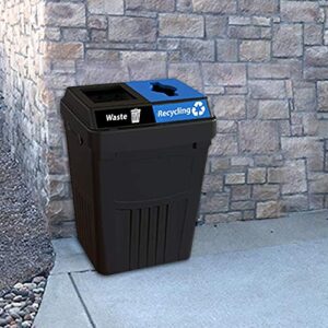 CleanRiver Flex E Bin - 50 Gallons | 2-in-1 Streams | Recycling & Waste Basket | Black Color