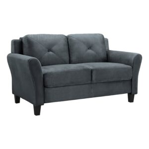 hawthorne collections transitional easy assembly microfiber durable upholstery loveseat in dark gray