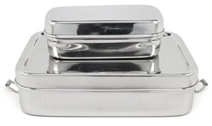 lifestyle block stainless steel lunchbox - 7 inch rectangle with nesting mini container - bpa free
