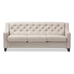 Hawthorne Collections Fabric Upholstered Sofa in Light Beige