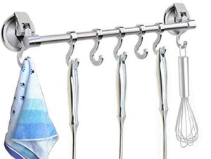 iromic suction cup hook hanger holder rack rail towel bar organizer（2pcs) for bathroom shower wreath, loofah,robe,towel,coat,cloth,kitchen utensils,wall mounted on glass door,window,tile wall
