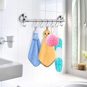 iRomic Suction Cup Hook Hanger Holder Rack Rail Towel Bar Organizer（2PCS) for Bathroom Shower Wreath, Loofah,Robe,Towel,Coat,Cloth,Kitchen Utensils,Wall Mounted on Glass Door,Window,Tile Wall