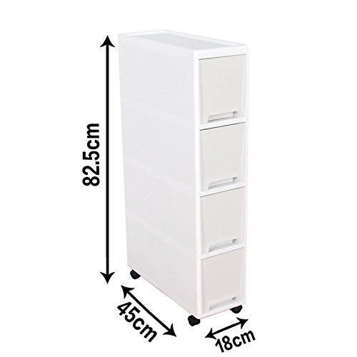 Shozafia Narrow Slim Rolling Storage Cart and Organizer, 7.1 inches Kitchen Storage Cabinet Beside Fridge Small Plastic Rolling Shelf with Drawers for Bathroom