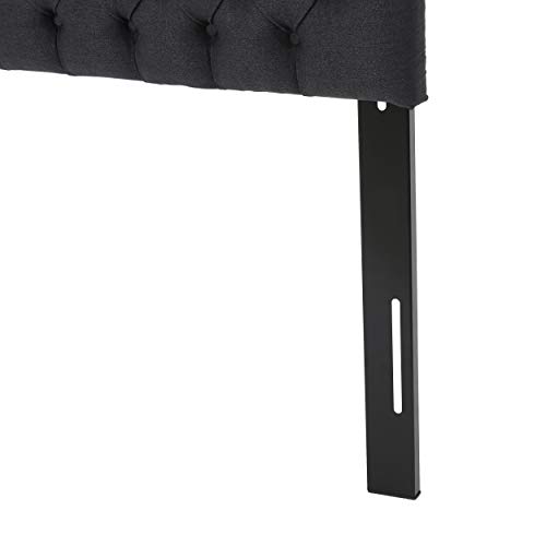 Christopher Knight Home Jezebel Fabric Headboard, Queen / Full, Dark Charcoal / Black Steel