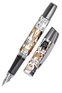 online ergonomic fountain pen for school/college campus fluffy cats - solid medium nib, soft grip part, for standard ink cartridges, refillable, ideal for beginners/pupils/students